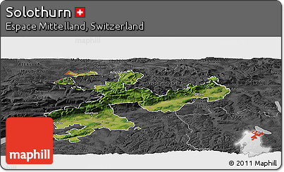 Satellite Panoramic Map of Solothurn, darken, desaturated