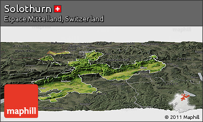 Satellite Panoramic Map of Solothurn, darken, semi-desaturated