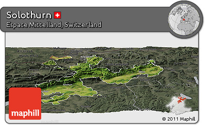 Satellite Panoramic Map of Solothurn, darken, semi-desaturated