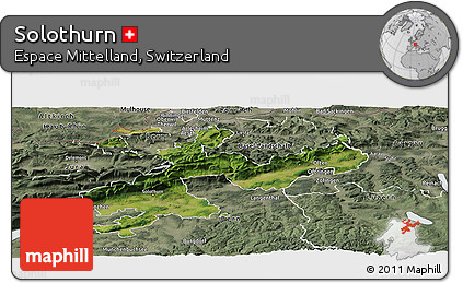 Satellite Panoramic Map of Solothurn, semi-desaturated