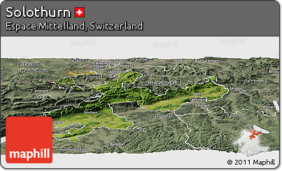 Satellite Panoramic Map of Solothurn, semi-desaturated