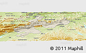 Shaded Relief Panoramic Map of Solothurn, physical outside