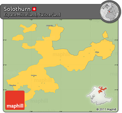 Savanna Style Simple Map of Solothurn, single color outside