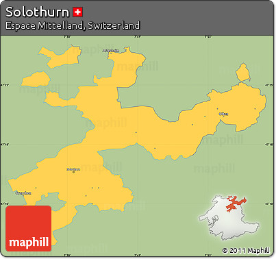 Savanna Style Simple Map of Solothurn, single color outside
