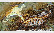 Physical 3D Map of Genferseeregion, darken