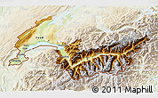 Physical 3D Map of Genferseeregion, lighten