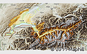 Physical 3D Map of Genferseeregion, semi-desaturated