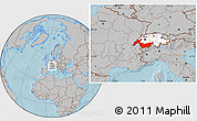 Gray Location Map of Genferseeregion, highlighted country, hill shading