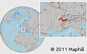 Gray Location Map of Genferseeregion, hill shading