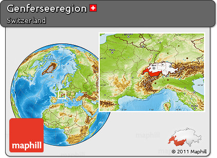 Physical Location Map of Genferseeregion, highlighted country