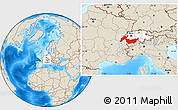 Shaded Relief Location Map of Genferseeregion, highlighted country