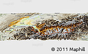 Physical Panoramic Map of Genferseeregion, semi-desaturated