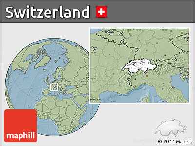 Blank Location Map of Switzerland, savanna style outside, hill shading outside
