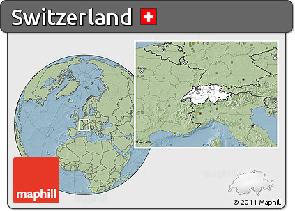 Blank Location Map of Switzerland, savanna style outside, hill shading outside
