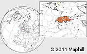 Political Location Map of Switzerland, blank outside