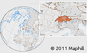 Political Location Map of Switzerland, lighten, desaturated