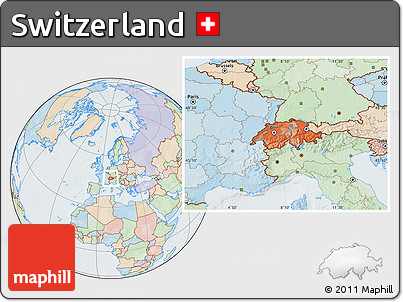 Political Location Map of Switzerland, lighten
