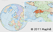 Political Location Map of Switzerland, lighten, land only