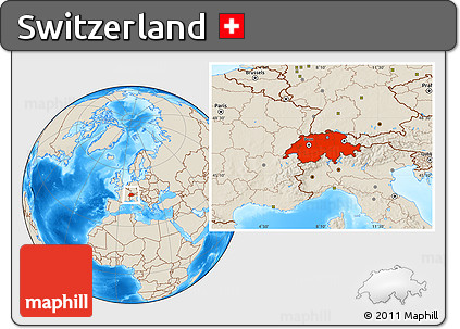 Shaded Relief Location Map of Switzerland
