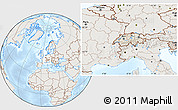 Shaded Relief Location Map of Switzerland, lighten
