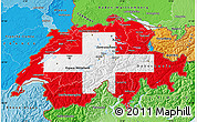 Flag Map of Switzerland, political shades outside
