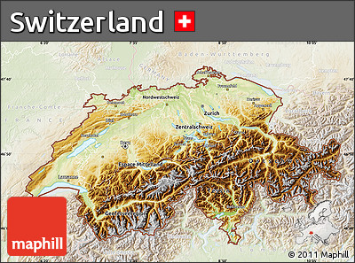Physical Map of Switzerland, lighten