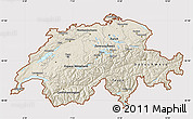 Shaded Relief Map of Switzerland, cropped outside