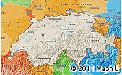 Shaded Relief Map of Switzerland, political outside