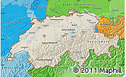 Shaded Relief Map of Switzerland, political shades outside