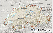 Shaded Relief Map of Switzerland, semi-desaturated