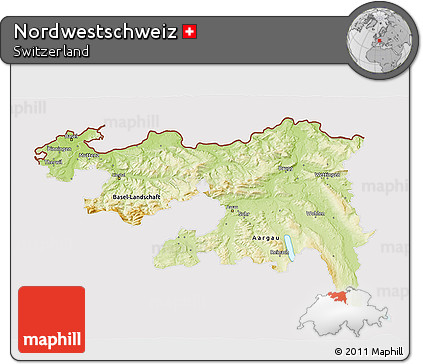 Physical 3D Map of Nordwestschweiz, cropped outside