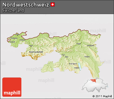 Physical 3D Map of Nordwestschweiz, cropped outside