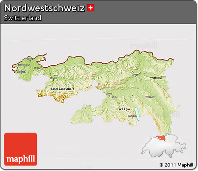 Physical 3D Map of Nordwestschweiz, cropped outside