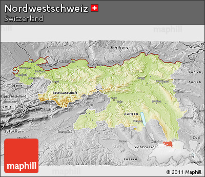 Physical 3D Map of Nordwestschweiz, desaturated