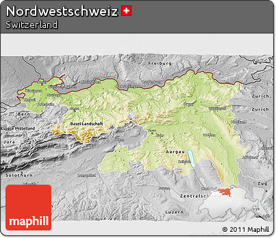 Physical 3D Map of Nordwestschweiz, desaturated