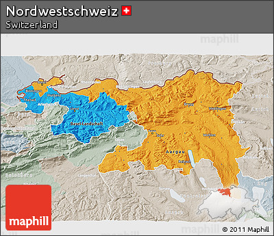 Political 3D Map of Nordwestschweiz, lighten, semi-desaturated