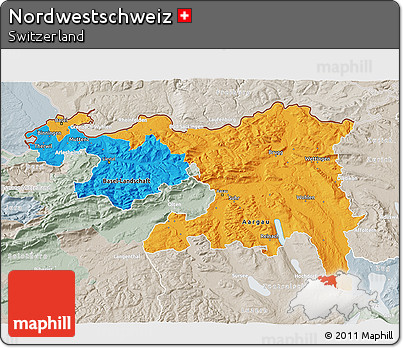 Political 3D Map of Nordwestschweiz, lighten, semi-desaturated