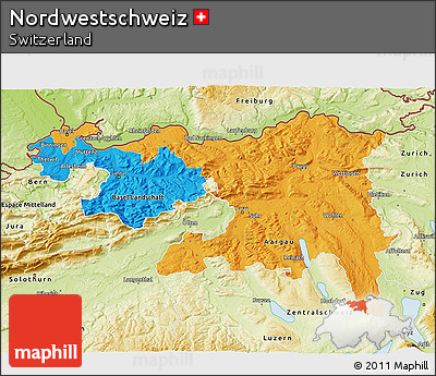 Political 3D Map of Nordwestschweiz, physical outside