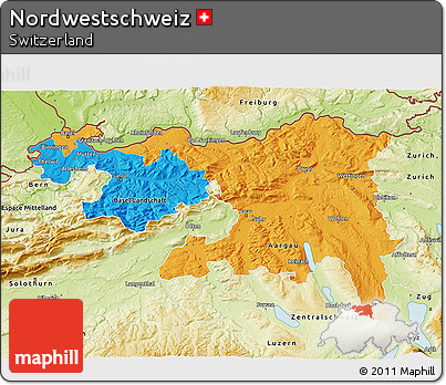 Political 3D Map of Nordwestschweiz, physical outside