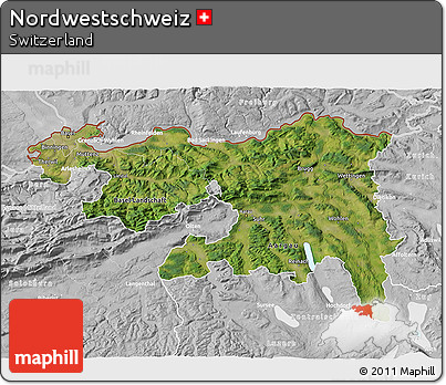 Satellite 3D Map of Nordwestschweiz, lighten, desaturated