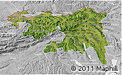 Satellite 3D Map of Nordwestschweiz, lighten, desaturated