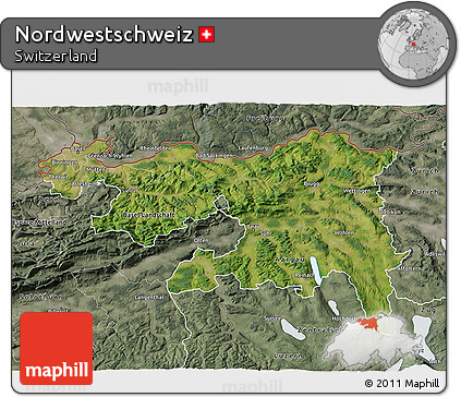 Satellite 3D Map of Nordwestschweiz, semi-desaturated
