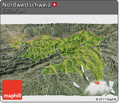 Satellite 3D Map of Nordwestschweiz, semi-desaturated