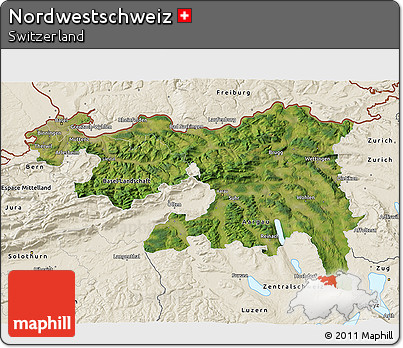 Satellite 3D Map of Nordwestschweiz, shaded relief outside