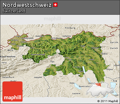 Satellite 3D Map of Nordwestschweiz, shaded relief outside