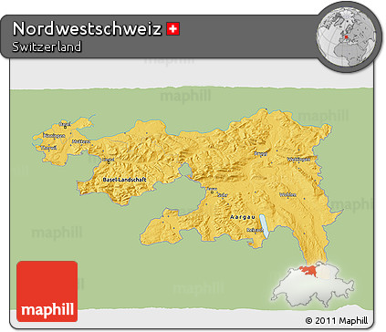 Savanna Style 3D Map of Nordwestschweiz, single color outside