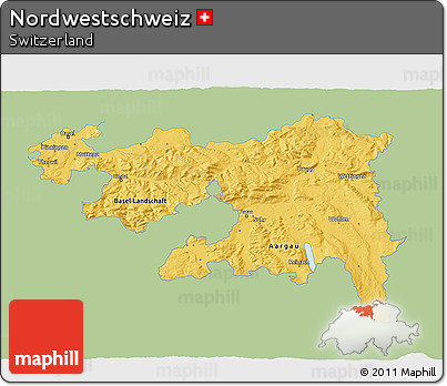 Savanna Style 3D Map of Nordwestschweiz, single color outside