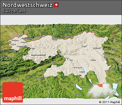 Shaded Relief 3D Map of Nordwestschweiz, satellite outside
