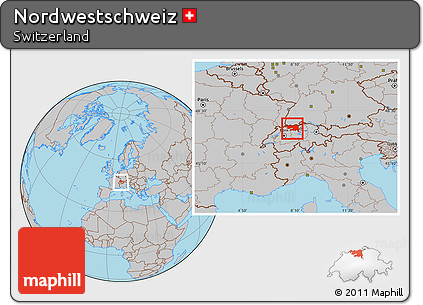 Gray Location Map of Nordwestschweiz, within the entire country