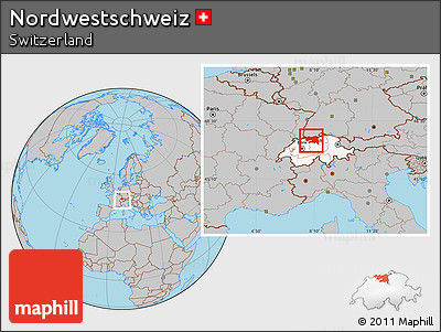 Gray Location Map of Nordwestschweiz, highlighted country, within the entire country